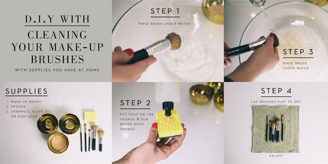 makeup-brushes-steps-clean and rinse well