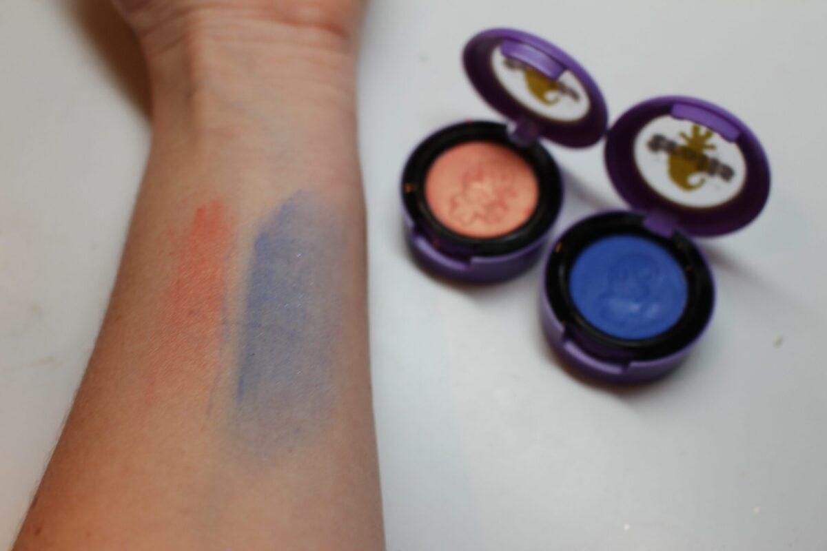 Swatch of Paradisco on the left and Atlantic blue on the right