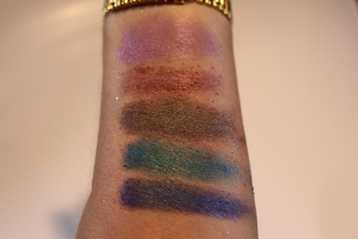 Bottom to top Swatches are: Paralyze, Fringe, Lounge, Back Fire, Druggie