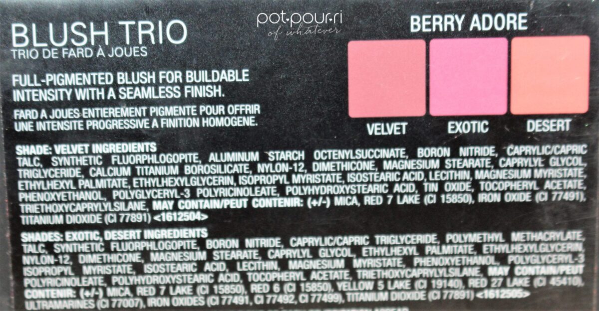 ingredients in Berry Adore Blush Trio