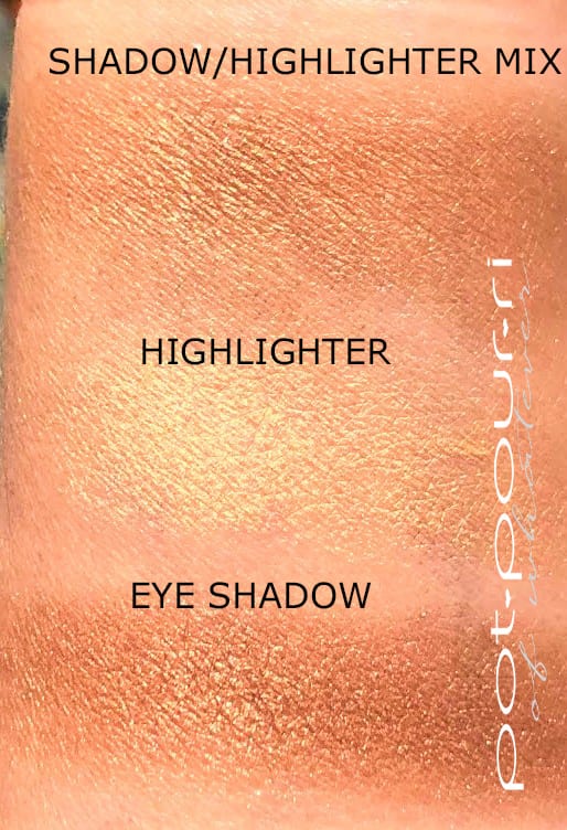 SWATCHES HIGHLIGHTER EYE SHADOW AND BOTH MIXED TOGETHER