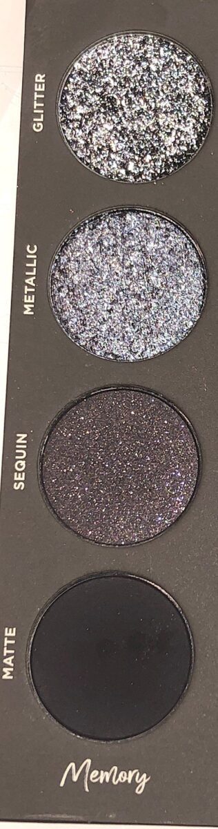 THE MEMORY SEQUENCE, BOTTOM TO TOP: MATTE, SEQUIN, METALLIC AND GLITTER