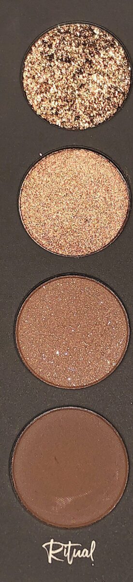 THE RITUAL SEQUENCE, FROM BOTTOM TO TOP: MATTE, SEQUIN, METALLIC AND GLITTER