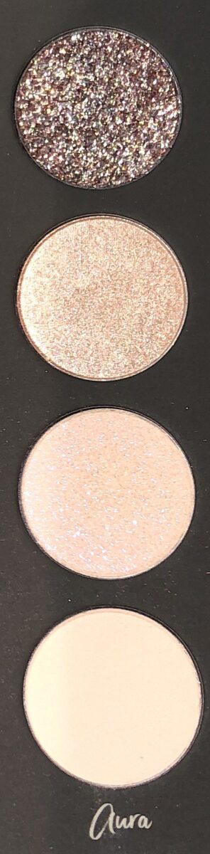 THE AURA SEQUENCE, BOTTOM TO TOP: MATTE, SEQUIN, METALLIC AND GLITTER