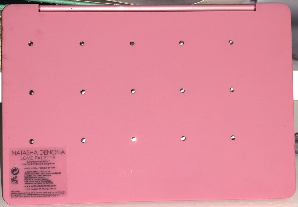 THE HOLES ON THE BACK OF THE NATASHA DENONA LOVE STORY COLLECTION LOVE PALETTE