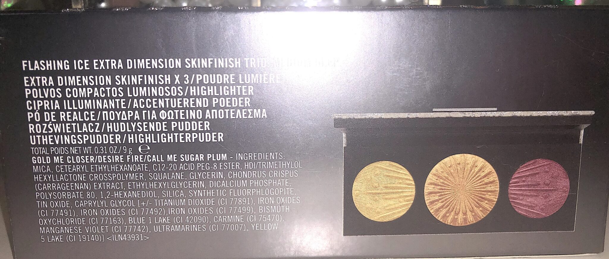THE INGREDIENTS FOR FLASHING ICE EXTRA DIMENSION SKINFINISH TRIO MEDIUM DEEP