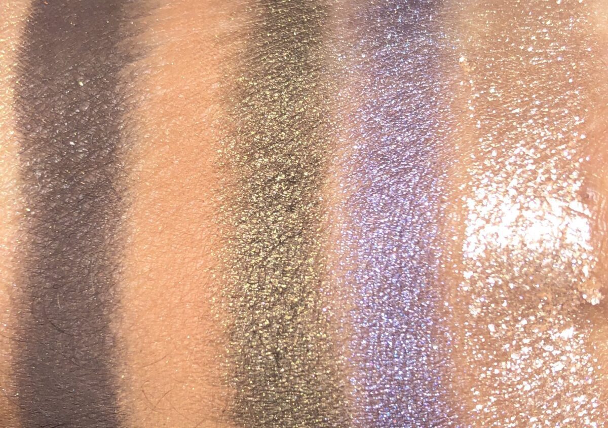 FROM LEFT TO RIGHT THE SWATCHES ARE XTREME DUSK, TABOO, WICKED ENVY, BLITZ VIOLET ORCHID AND ASTRAL SOLSTICE