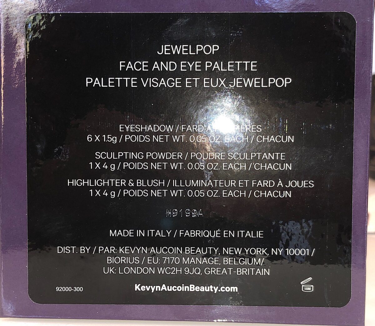 THE BACK OF THE KEVYN AUCOIN JEWEL POP PALETTE