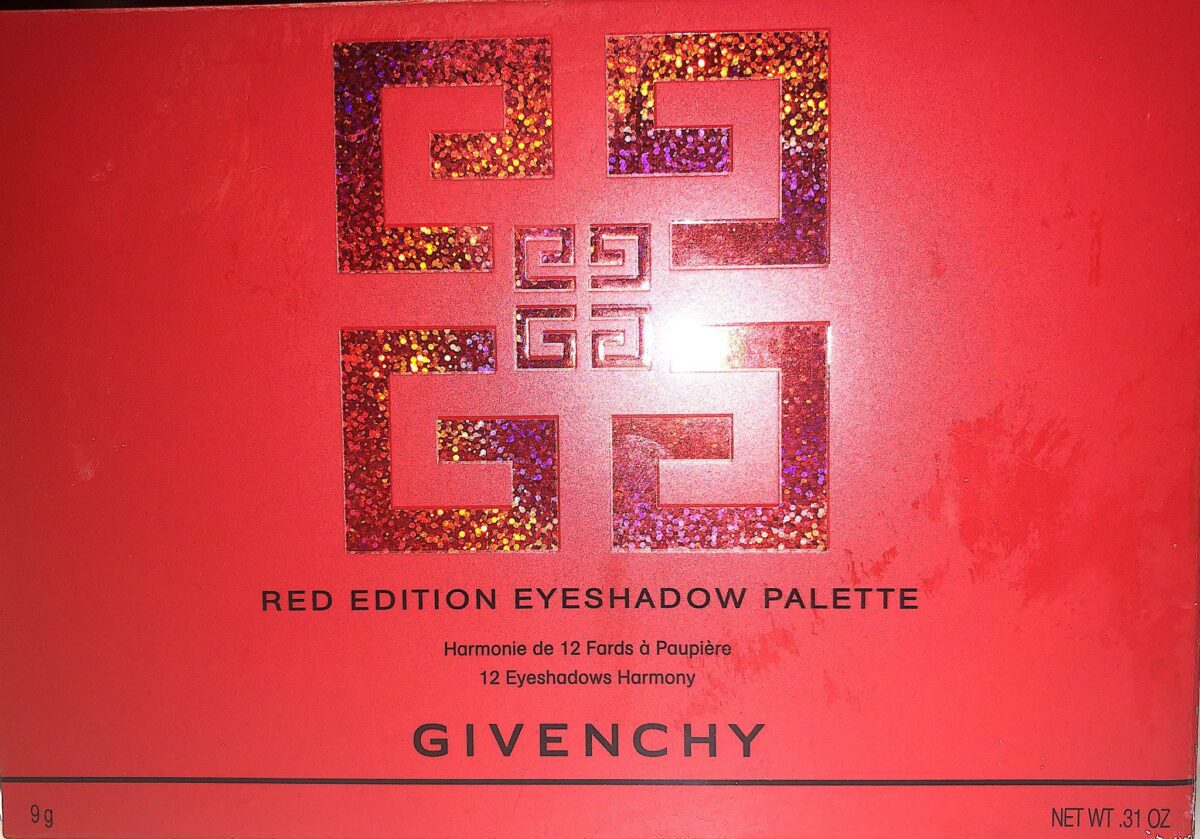THE OUTER PACKAGING FOR THE GIVENCHY RED EDITION HOLIDAY EYESHADOW PALETTE