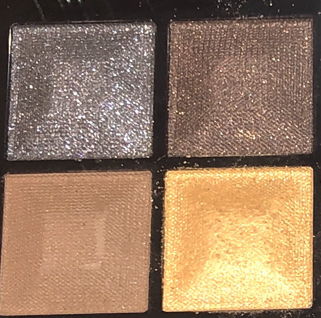 THE FOUR SHADES ON THE LEFT SIDE OF THE GIVENCHY RED EDITION EYESHADOW PALETTE