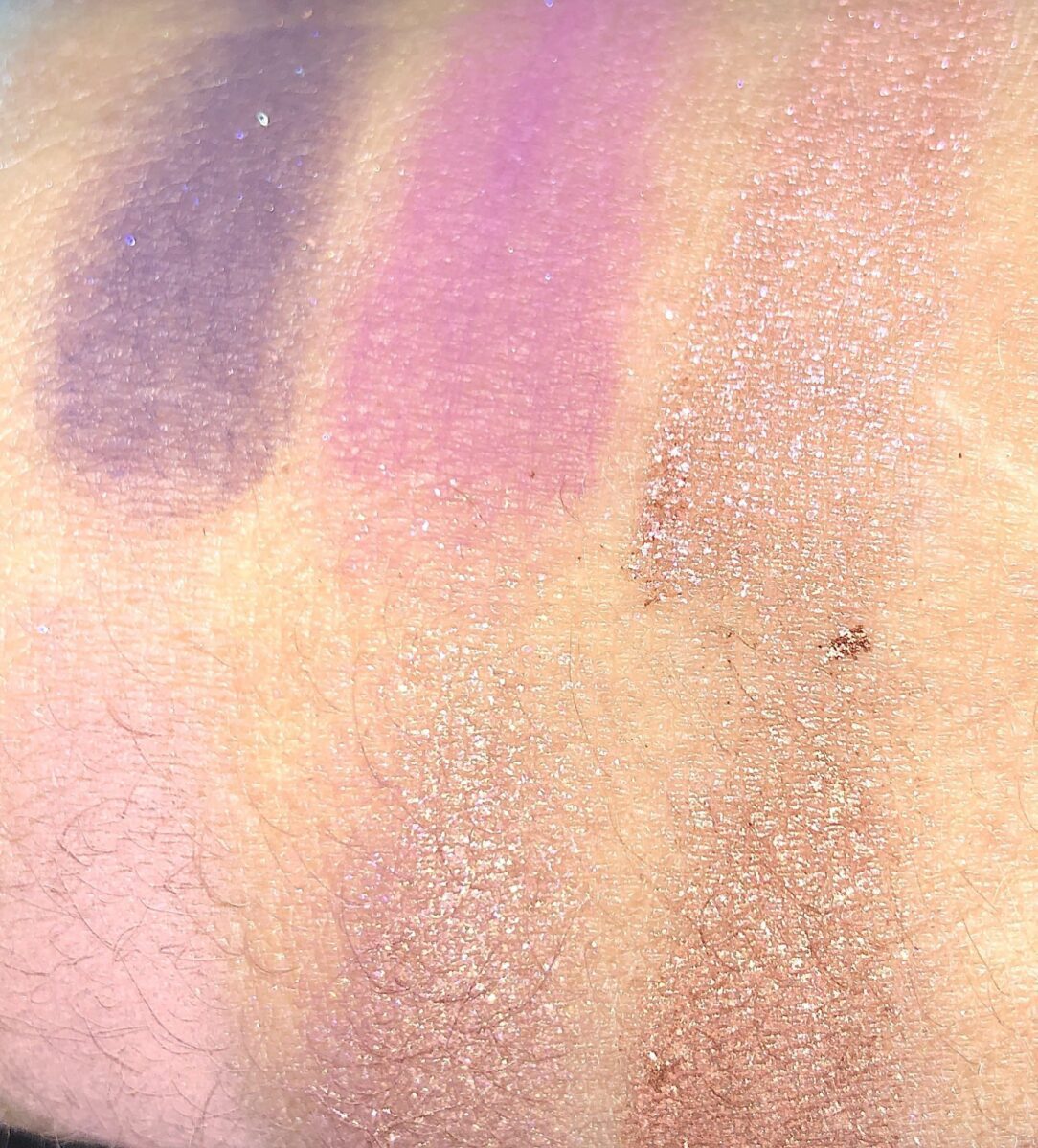 ROW 3 SWATCHES - ON TOP ARE VORTEX, HOT MESS, AND . SUPERNOVA, ON BOTTOM AREKARMA, GOLD GLITCH, AND FRAZZLED
