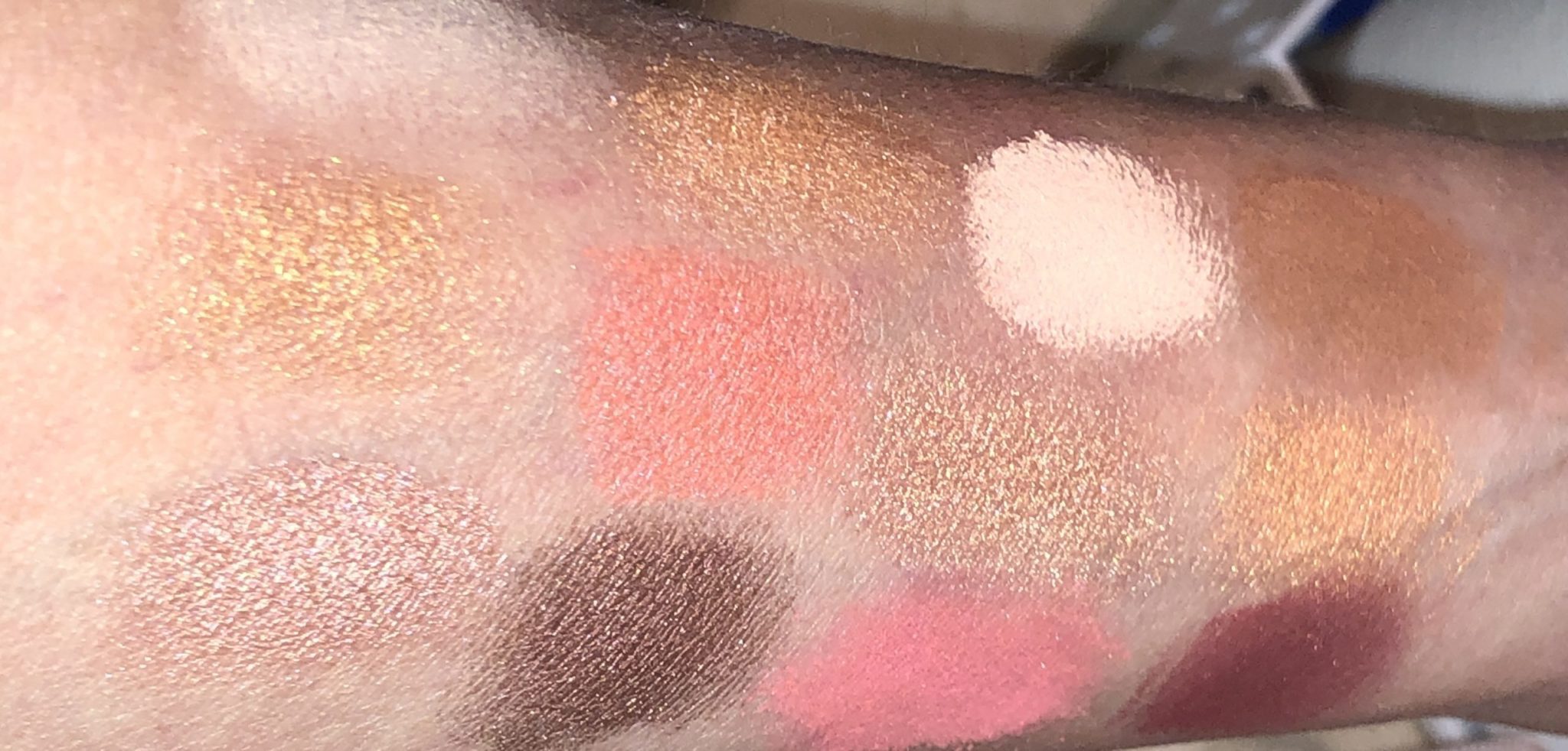 SWATCHES OF THE VISEART SPRITZ PALETTE SET UP AS THEY ARE IN THE PALETTE