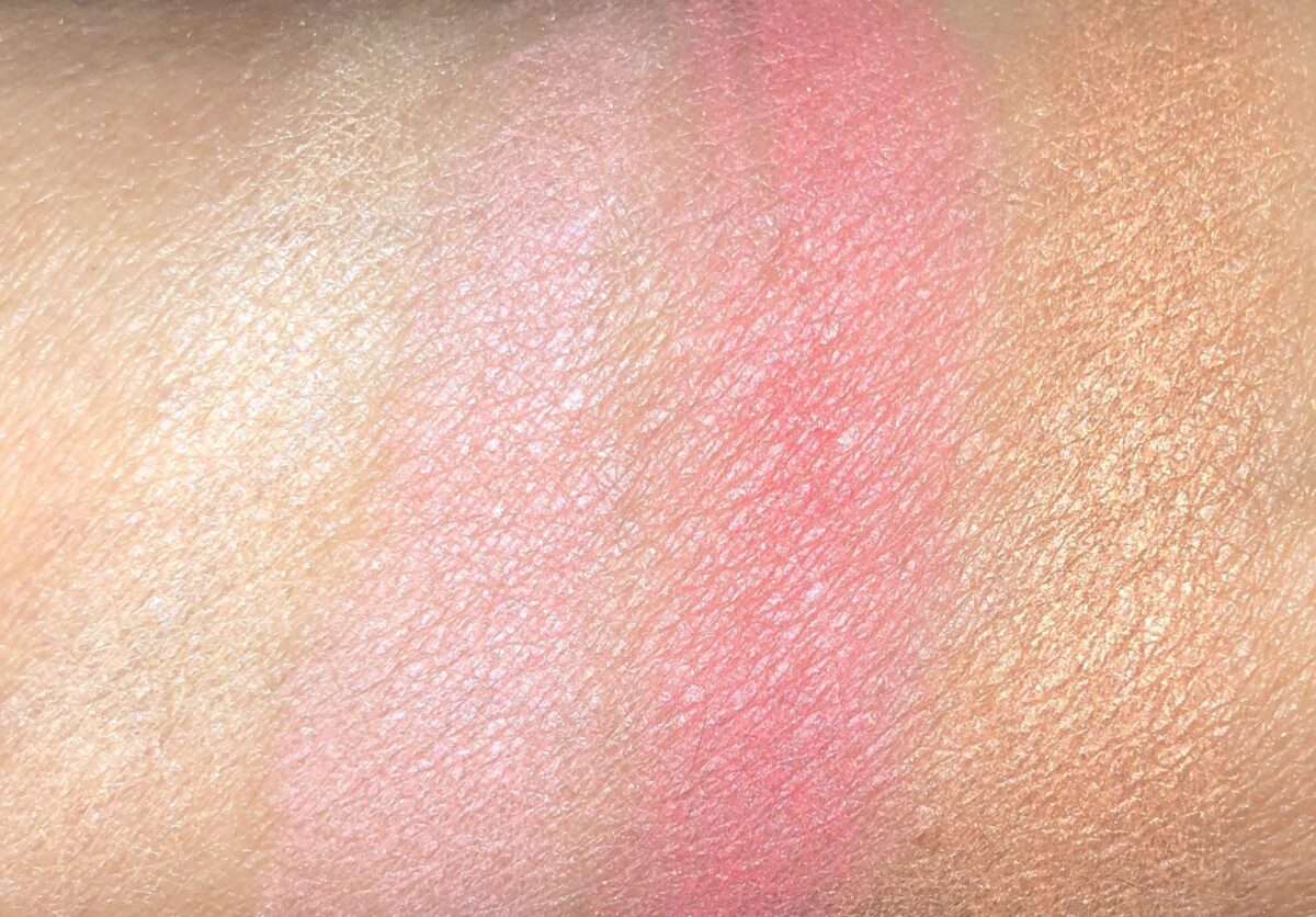 SUNNY FLASH SWATCHES L TO R: CHAMPAGNE BLUSH; PINK PETAL; VIBRANT ROSE; DESERT SPARKLE