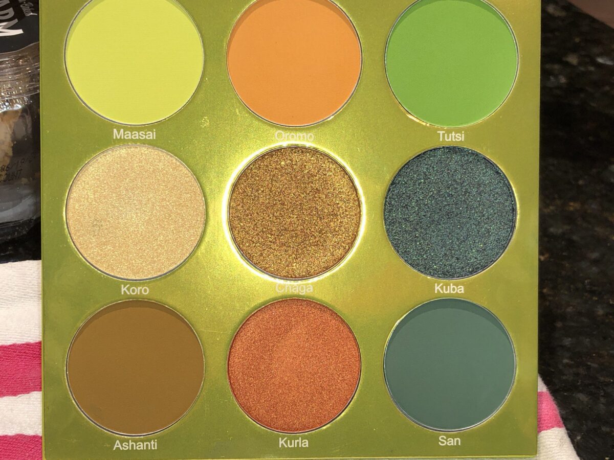 THE EYESHADOWS, AND THEIR NAMES IN THE JUVIA'S PLACE THE TRIBE EYESHADOW PALETTE