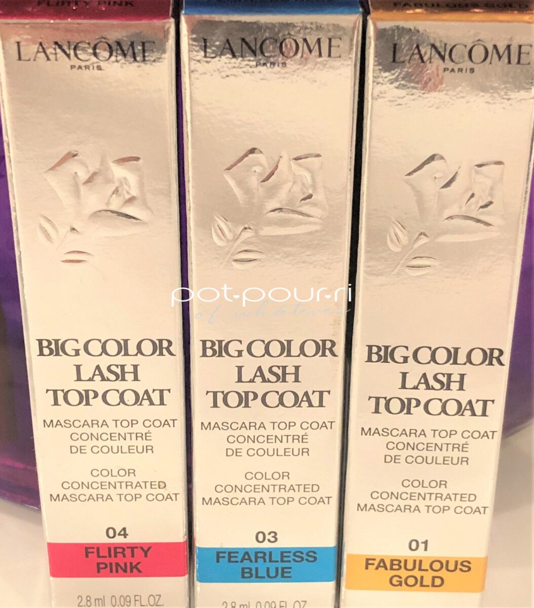 TRENDING NOW COLORED MASCARA LANCOME TOP COAT PACKAGING