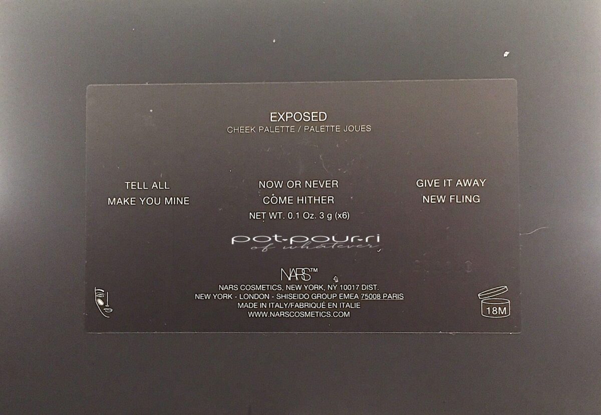 BACK OF THE NARS EXPOSED CHEEK PALETTE COMPACT