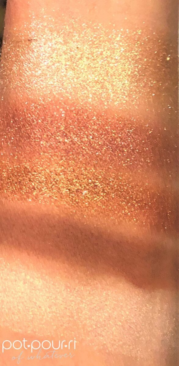SWATCHES BOTTOM TO TOP SKIN SHOW DIVINE GLOW, ENTRAPMENT, BRONZE BLAZE, ROSE GOLD 005, VR FIRE OPAL