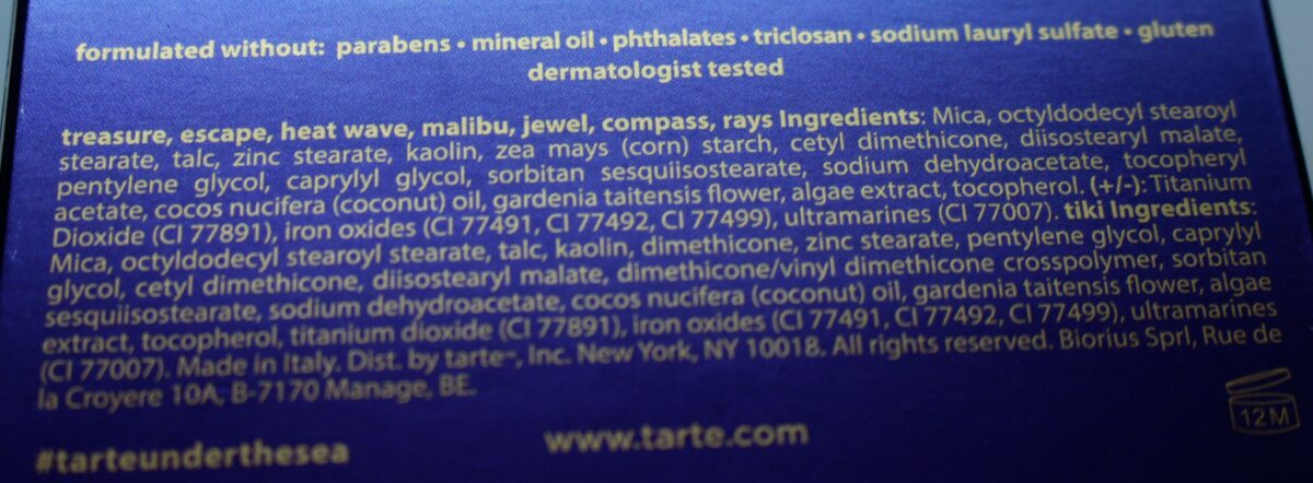 Tarte Rainforest of the Sea Vol. 111 ingredients