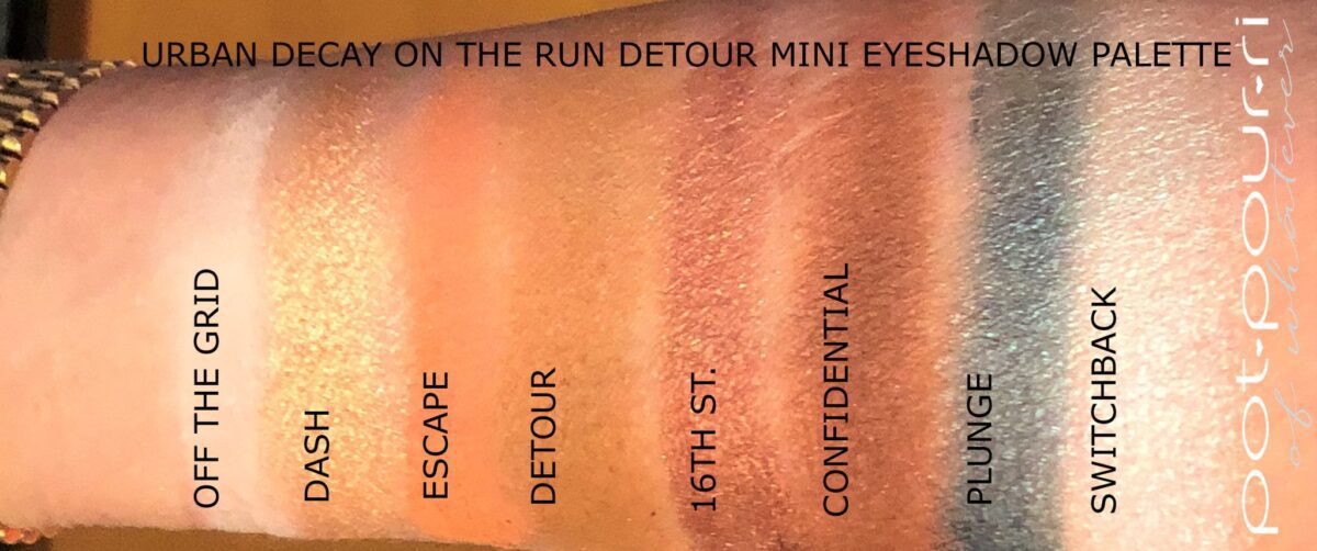 SWATCHES FOR DETOUR MINI ON THE RUN PALETTE