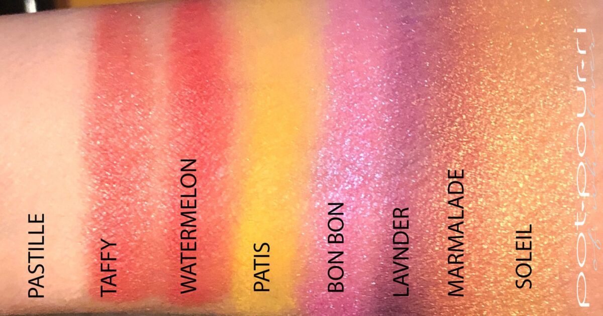SWATCHES FROM THE VISEART PETIT PRO #5 SOLEIL PALETTE