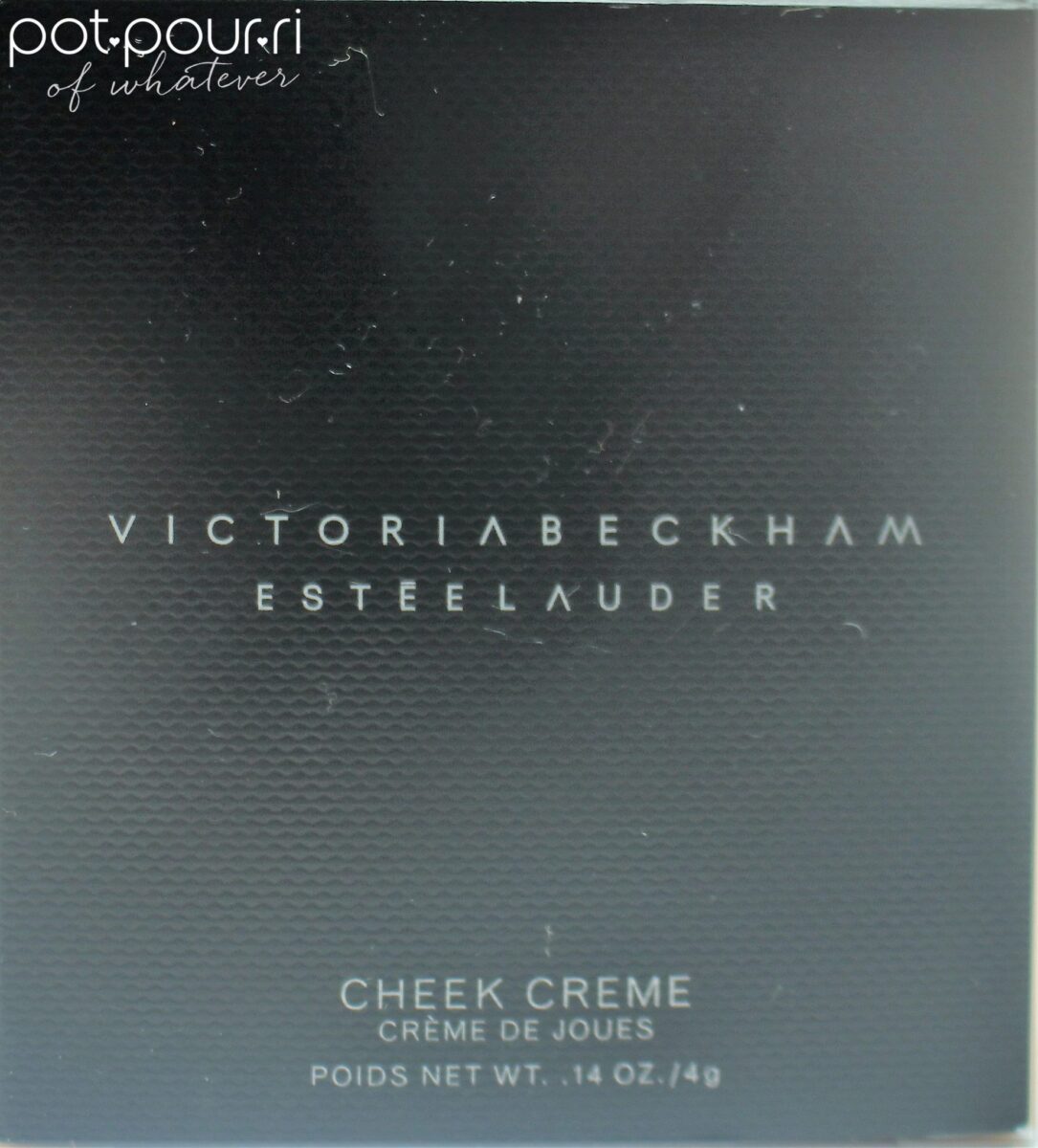 cheek creme is packaged  a sophisticated black box with white block printing
