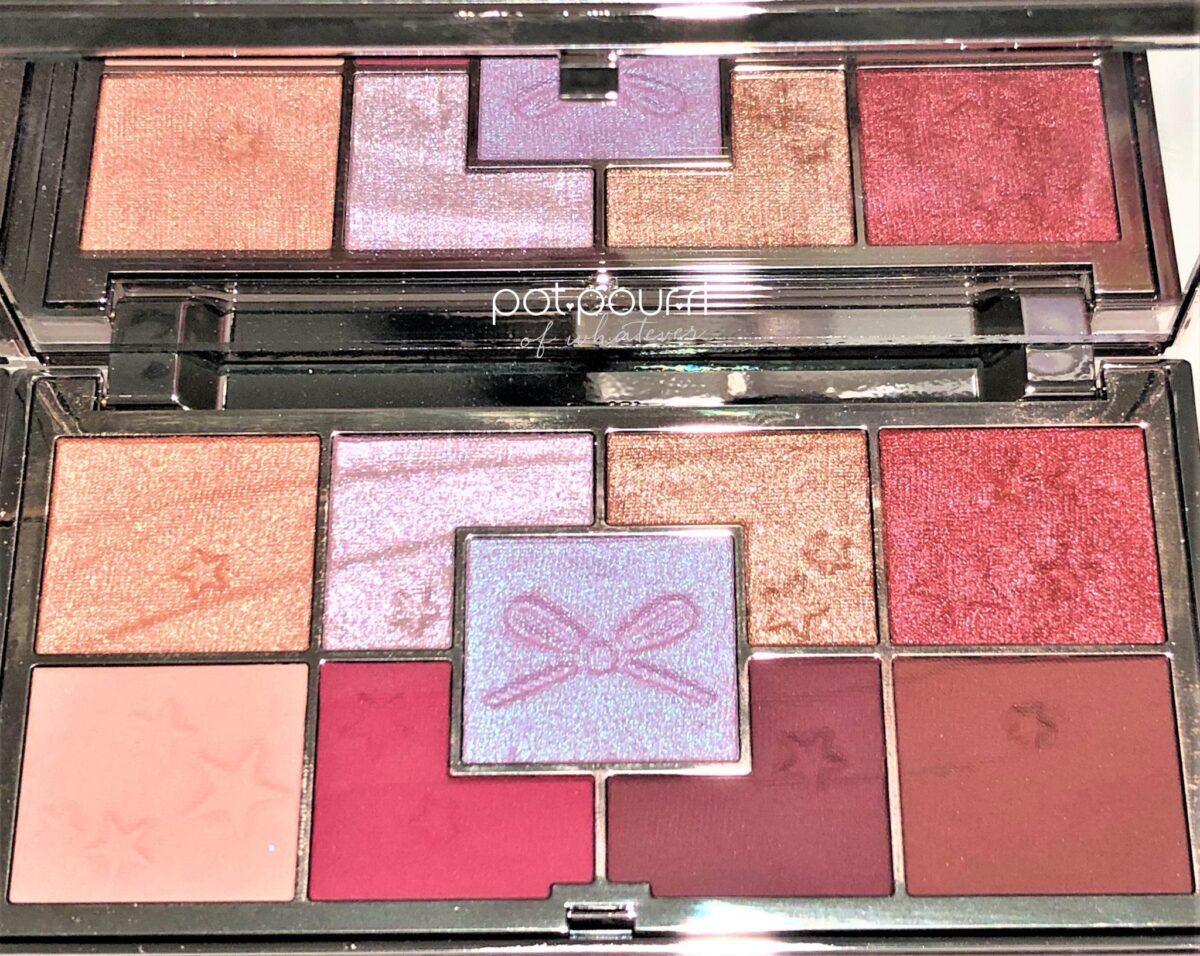JEWELLED PALETTE HYPER METALLIC SHADES ON TOP ROW, MOOD DUO-CHROME SHADE IN THE MIDDLE OF THE PALETTE