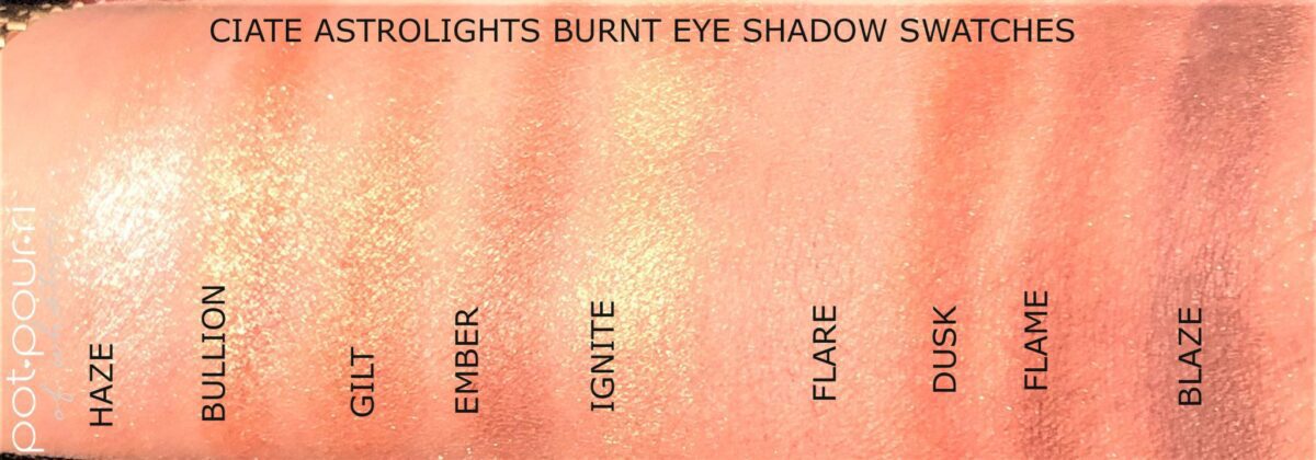 SWATCHES FOR BURNT EYE SHADOW PALETTE