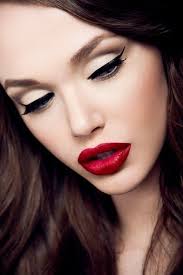 Deep Cherry Red Lipstick with neutral makeup