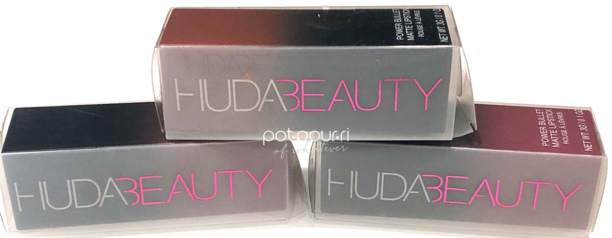 PAYDAY, INTERVIEW AND POOL PARTY PACKAGING FOR HUDA BEAUTY POWER BULLET MATTE LIPSTICK