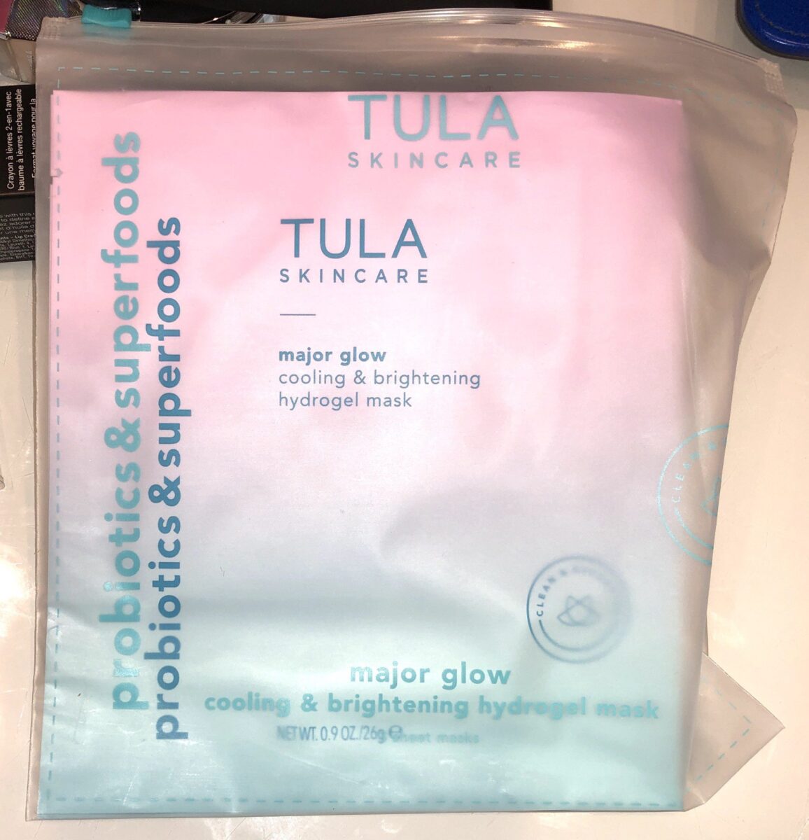 THE TULA FACE MASKS IN THE PACKAGING BAG
