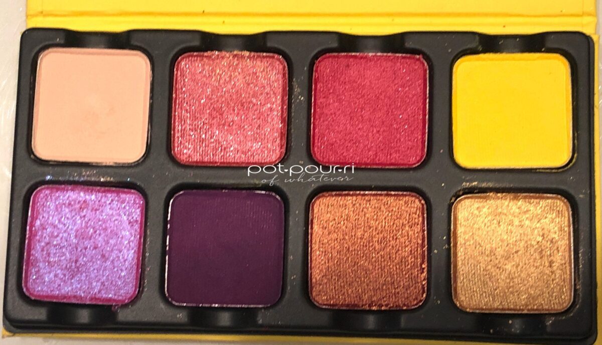 THE SOLEIL PALETTE TOP AND BOTTOM ROWS FROM LEFT TO RIGHT