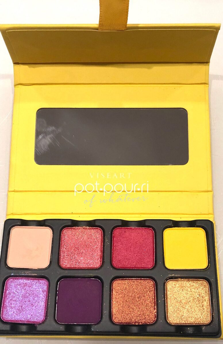 SOLEIL PALETTE, VISEART PETIT PRO PALETTES OPENED TO EIGHT SHADES AND A WIDTH WIDE MIRROR